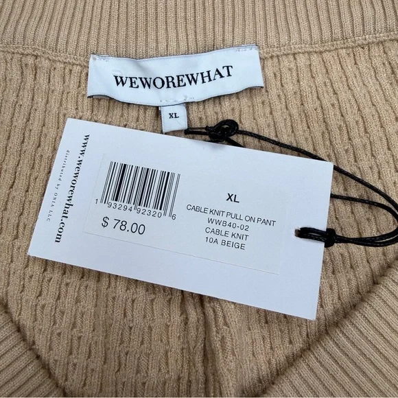 Cable knit Cream Color Wide-Leg pull on Pants - Picture 12 of 12